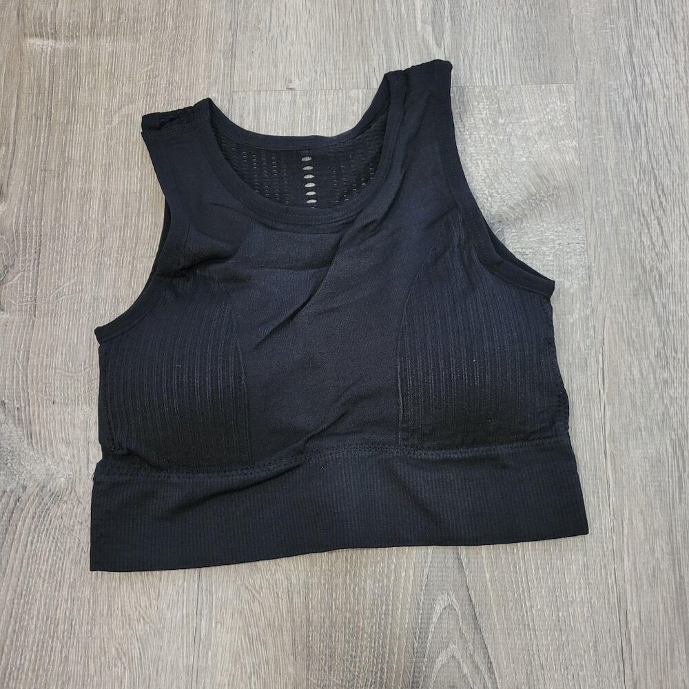 SEVEGO Sports Bra Size S Black Women's Athletic Mesh Back Seamless